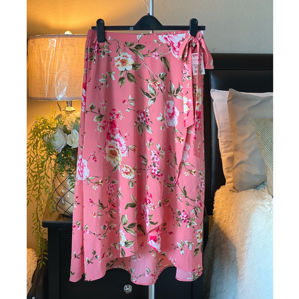 Bobeau - Women’s Floral Faux Wrap Hi Low Skirt (M) - Picture 1 of 8